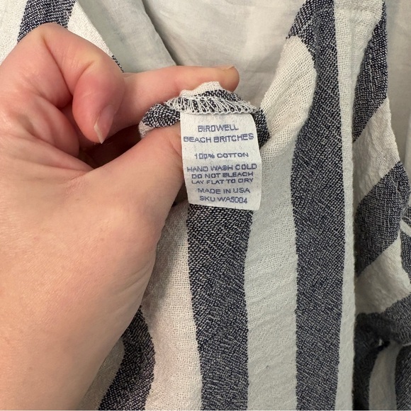 Birdwell Beach Britches Everyday Overalls Jumpsuit Striped Blue White Sz XL USA - Picture 10 of 15